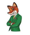 Fox wearing a green suit illustration